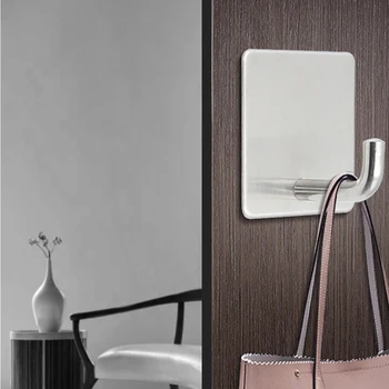 

Self Adhesive Door Wall Hangers Bedroom Clothes Towel Hooks Kitchen Bathroom Wardrobe Multifunctional Anti-slip Stack