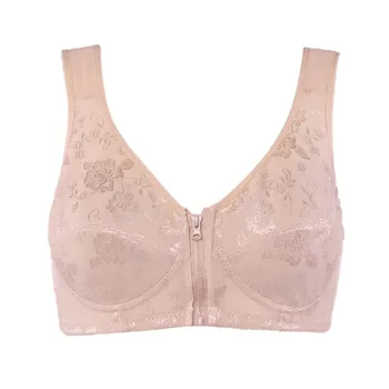 

Women Push Up Sexy Lace Front Zippers Closure Bras Ladies Brassieres Widened Straps Wireless Full B Cup Bras
