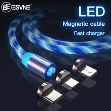 Светодиодный светящийся магнитная зарядка для зарядного устройства usb type C кабель Micro usb C 8 контактный провод для зарядки кабель для айфона samsung Xiaomi шнур для зарядки телефона магнитный кабель