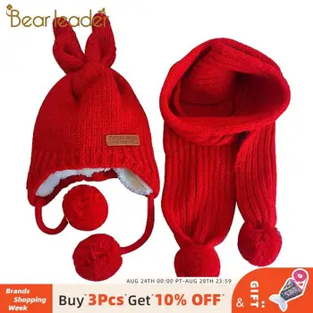 

Bear Leader Girls Fashion Hats and Scarf 2020 New Winter Lovely Toddler Baby Accessories Girls and Boys Cute Cartoon Caps Sets