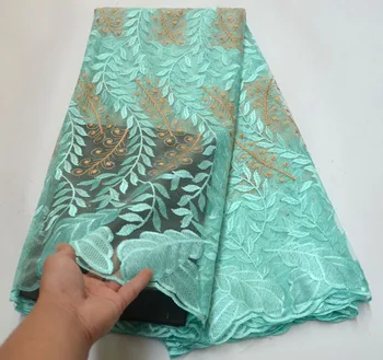 

African Green Lace Fabric High Quality Tulle African French Net Lace with Stones African Lace for Nigerian Wedding dress NHS001