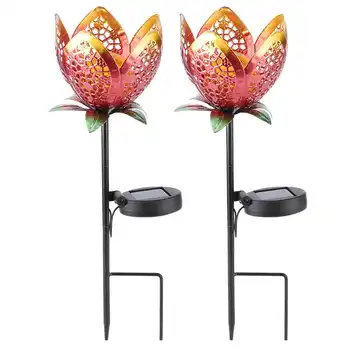 

2Pcs Outdoor Innovative Solar Power Iron Flower Shaped Light Garden Courtyard Lawn Decoration