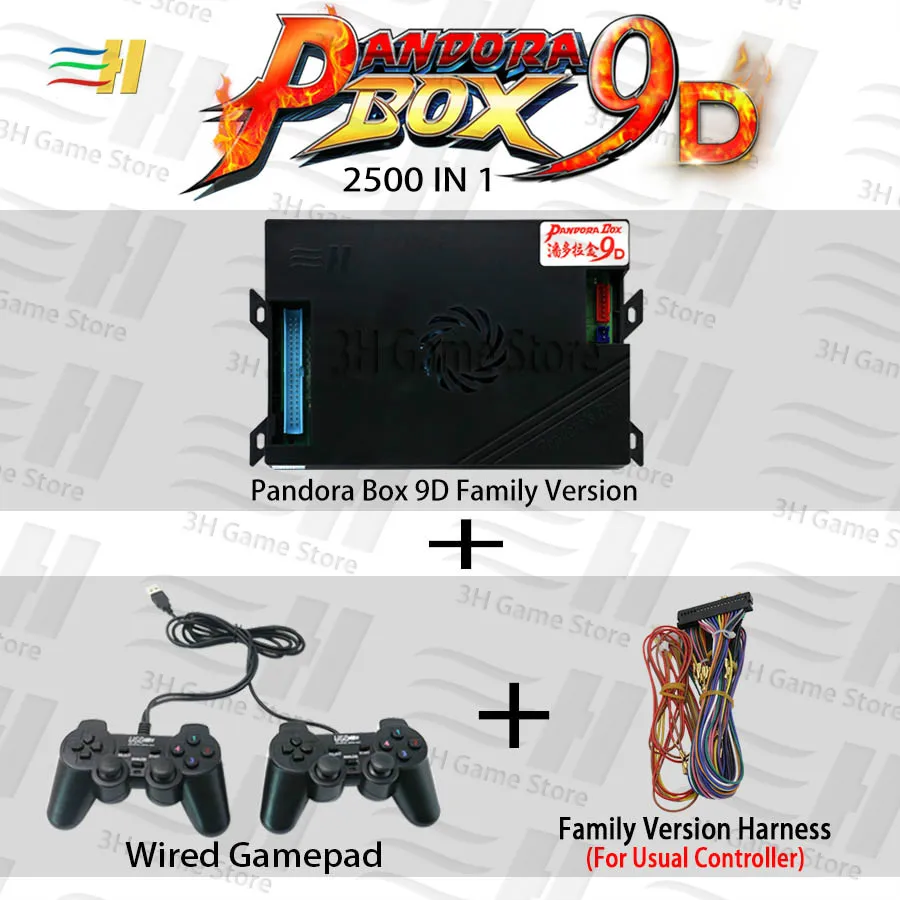 Pandora box 9d семейная версия 2500 В 1 есть 3d игры для аркадных консолей машины может 3P 4P игра usb подключение геймпад джойпад - Цвет: 9D wired family wire