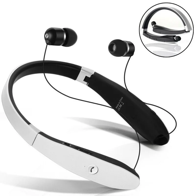 Newest Wireless Bluetooth 4.1 Earphone Headset Retractable and Foldable Neckband Style Headphones
