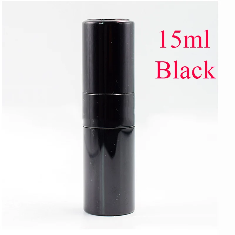 15ML Black No logo 5 мл 20 мл металлический алюминиевый Портативный многоразовый флакон для духов контейнер косметический спрей пустой распылитель для парфюмерии флакон лайнер стекло для путешествий - Цвет: 15ML Black No logo