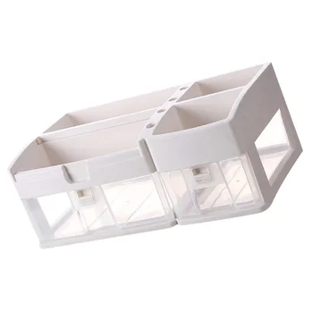 

1PC Household Cosmetic Storage Box Desktop Makeup Organizer Holder Plastic Cosmetics Box with Drawers (One Layer)