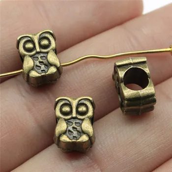 

Wholesale Jewelry Lots Antique Bronze Color 11x8x7mm Owl European Big Hole Beads Charm Necklace Wholesale Lots Bulk 80 Pieces
