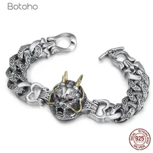 925 пробы, серебряный,, темпераментный, голова дракона, мужской браслет, реставрация, тайское серебро, индивидуальный браслет для мужчин