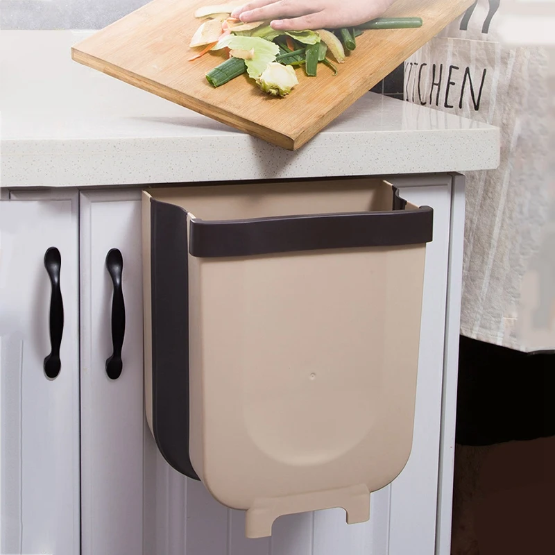 

8L Trash Can Kitchen Wall Mounted Rectangular Garbage Bin Foldable Waste Bins Large Capacity Waste Bin Car Trash Can
