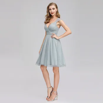 

Evening Dress Solid Pleat A-Line Women Party Dresses Backless Sexy Deep V-neck Formal Gowns Sleeveless Robe De Soiree D017