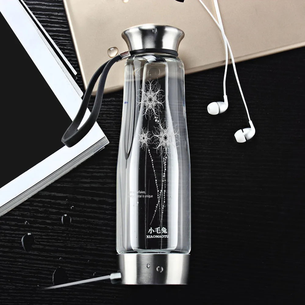 

Hot 500ML Portable Hydrogen Water Generator Glass Bottle Healthy Hydrogen Rich Water Bottle High Borosilicate Glass Ionizer Bott