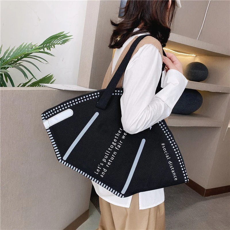 Bolso de compras para mascarilla grande para mujer, bolso de lona,  almacenamiento para el hogar, bolso de lujo, novedad|Bolsas de  almacenamiento| - AliExpress