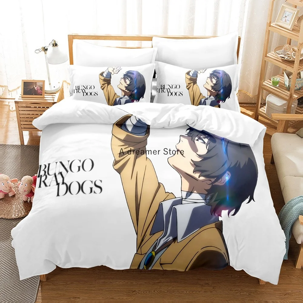 Anime : Bungo Stray Dogs Bedding Set Cartoon Duvet Cover And Pillowcases Queen Full Size Kids Gift Decor Home Bedclothes 3