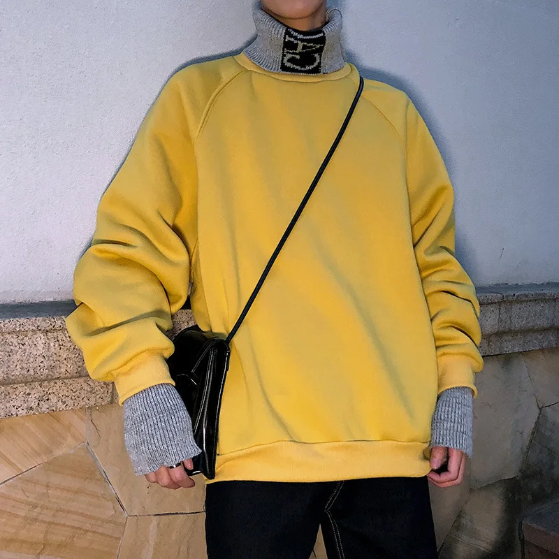 

Black Hoodie Men Turtleneck Large Size Plus Velvet Sweatshirts Men's Hoodies Hip Hop Clothes Japanese Streetwear Harajuku Tops