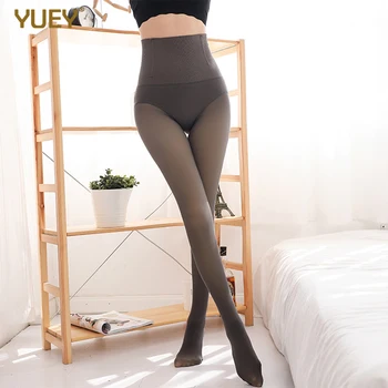 

Womens Winter Leggings Thicken Stretch Pantyhose High Waist Warm Flesh Abdomen Shaping Translucent With Hot Lining Underclothes
