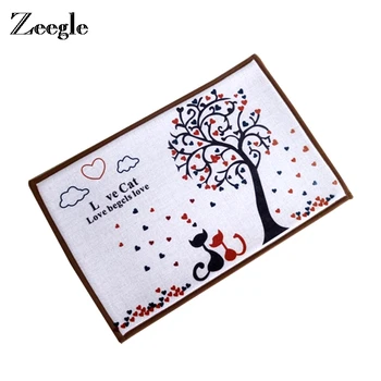 

Zeegle Cotton Linen Printing Mat Door Mat Foot Pad Bathroom Kitchen Toilet Absorbent Non-slip Mat Carpet Tapete Doormat
