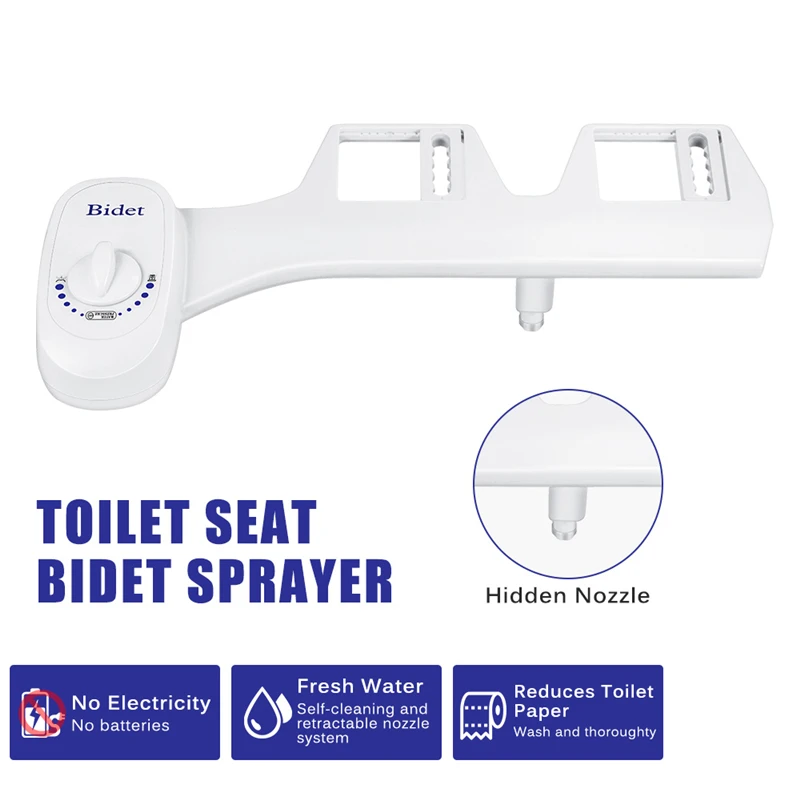 

Non-Electric Bidet Attachment Toilet Bidet Seat Self-Cleaning Nozzle-Fresh Water Bidet Sprayer Mechanical Washing