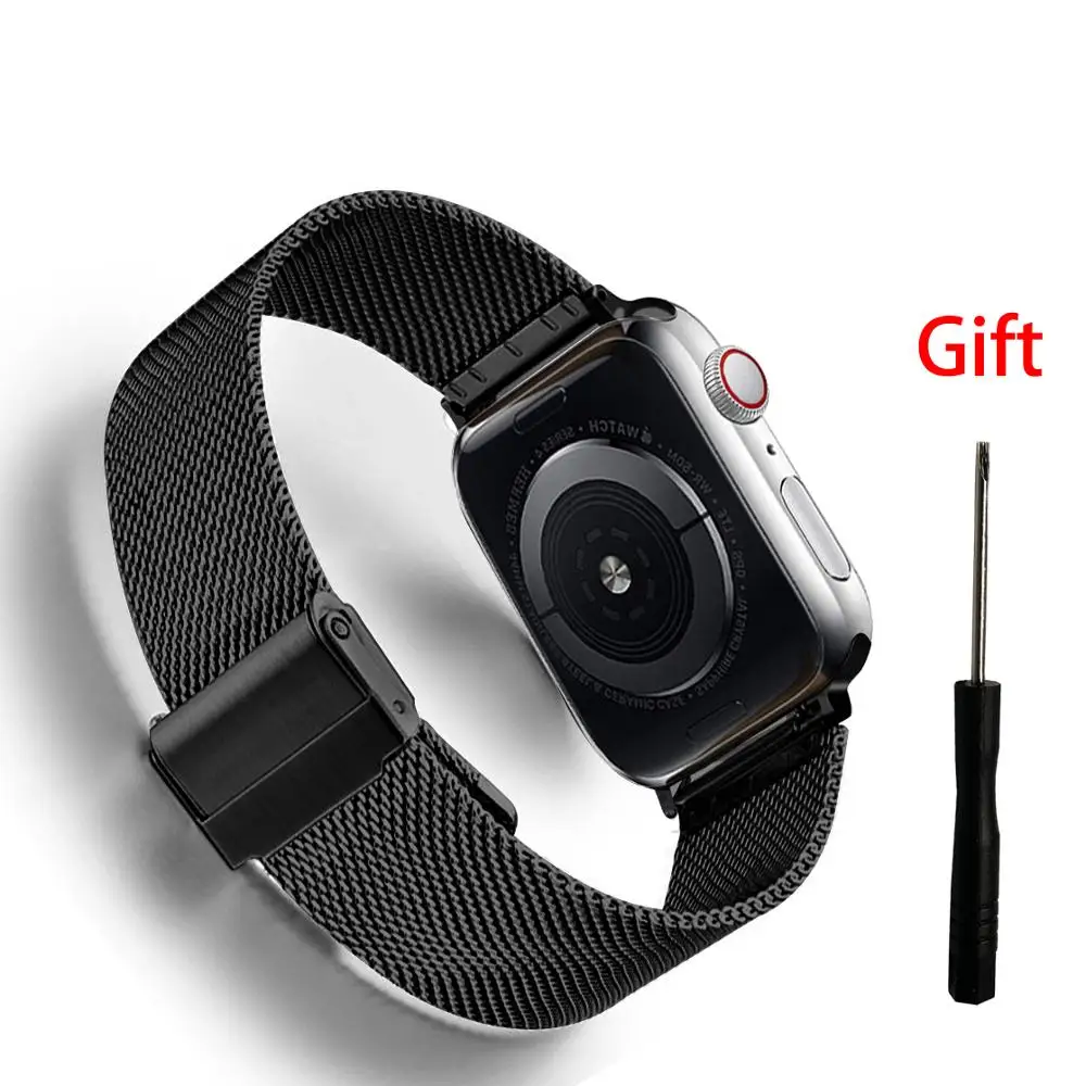 Миланский ремешок для часов Apple Watch 38 мм 42 44 40 из нержавеющей стали женщин и мужчин