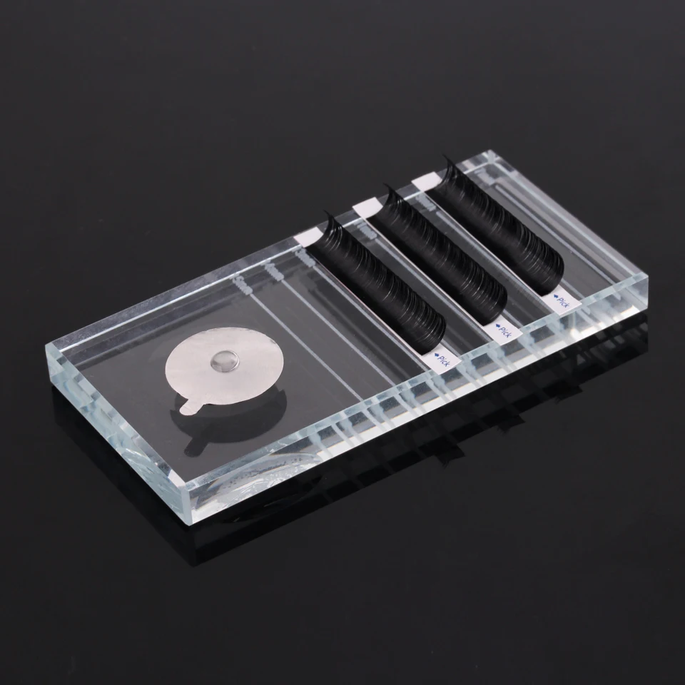 

Eyelash Crystal Glue Holder Eyelash Extension Adhesive Glue Pallet Makeup Tool for Eyelash Transparent Rectangular Glasses