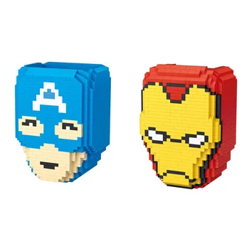

super heroes Pen container nanobricks marvel avenger Endgame micro diamond block ironman Captain america head image toys