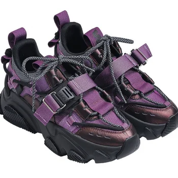 

TYDZSMT Platform Sneakers Round Toe 2020 Spring/Autumn Purple Wedge Sneakers High Quality Shoes Woman Dad Shoes Zapatos De Mujer