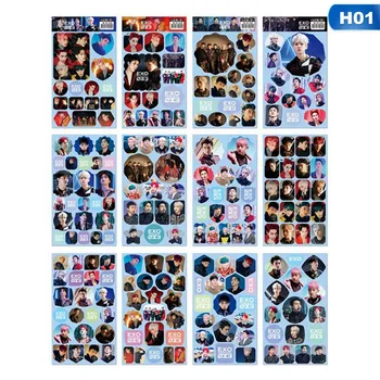 

12Pcs/Pack EXO Expression Glossy Sticker for Luggage Skateboard Phone Laptop Moto Bicycle Wall Guitar/DIY Scrapbooking