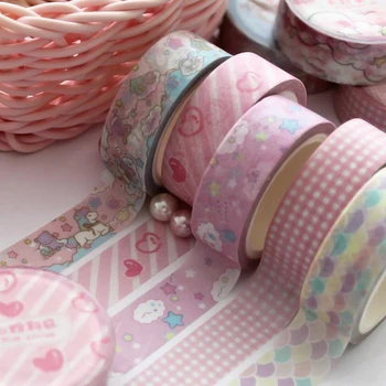 

1 Pcs 1.5cm Wide Pink Unicorn Sky Star Cloud Stripe Adhesive Washi Tape DIY Scrapbooking Sticker Label Masking Tapes Stationery