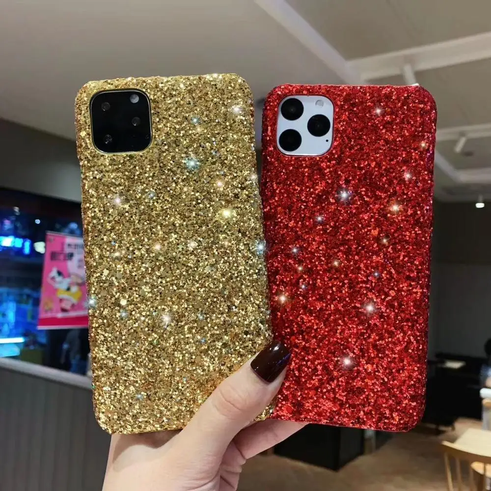 

Luxury Bling Glitter Shining Sequins Phone Case For iPhone 11 Pro Max X XS Max XR 8 7 6 6S Plus Merry Christmas Hard Cover Coque