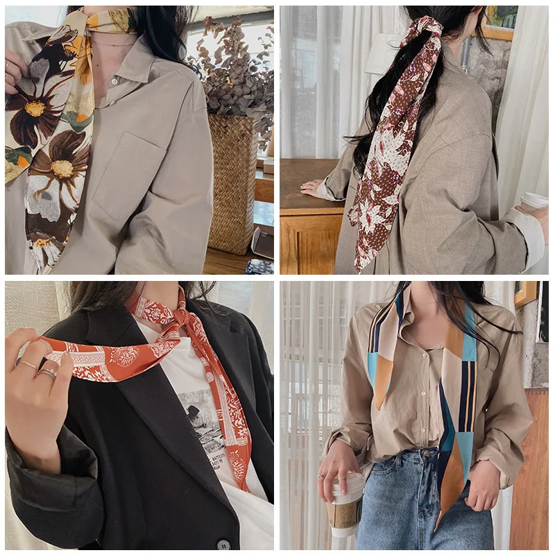 

New Japanese Spring and Summer Imitation Silk Scarf with Sharp Corners En Soie Foulard Luxe Sjaals Voor Dames Fashion Polyester
