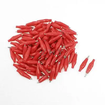 

Red Boot 30mm Length Electric Test Lead Alligator Clips 100 Pcs