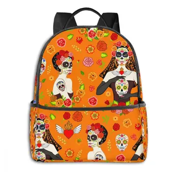 

School Bag Casual New Women Backpack Mexican Women With Dia Los Muertos Sugar Skull Book Packbag for Teenage Travel Shoulder Bag