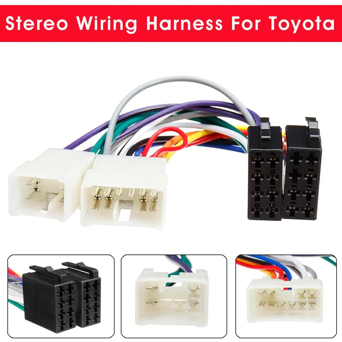 For Toyota Yaris ISO Lead Wiring Stereo Head Unit Harness Adaptor