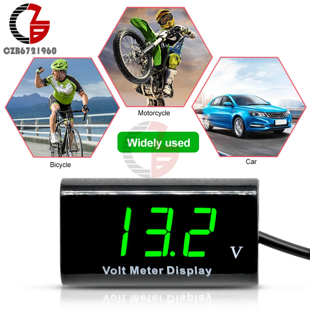 IPX6 DV 3-18V Motorcycle Digital Voltmeter 12V Car Voltage Meter Volt  Lithium Lead Acid Battery Capacity Tester Monitor Detector