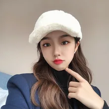 Зимние кепки с козырьком из искусственного меха для женщин, одноцветные, сохраняющие тепло, спортивные кепки s, женская меховая Повседневная бейсбольная кепка для девушек, уличная Кепка с козырьком