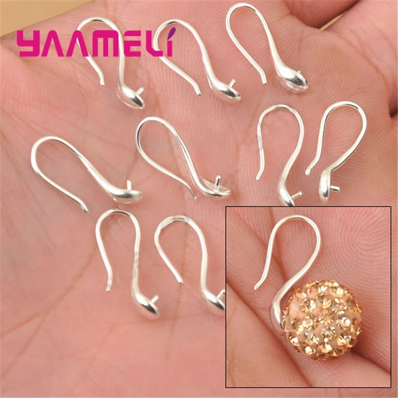 

100X Nice Making 925 Sterling Silver Jewelry Findings Slippy Hook Earring Ear Wires Design Crystal Stones Beads