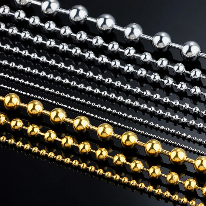 1.5mm 2mm 2.4mm 3.2mm Ball Beads Stainless Steel Beaded Ball Chain Bulk Jewelry  Chains for Necklaces DIY Jewelry Making - AliExpress