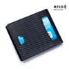 Hot RFID Blocking Carbon Fiber Men's Genuine Leather Wallet With Coin Pocket Slim Purse New Small Money Bag Credit Card Holder 6