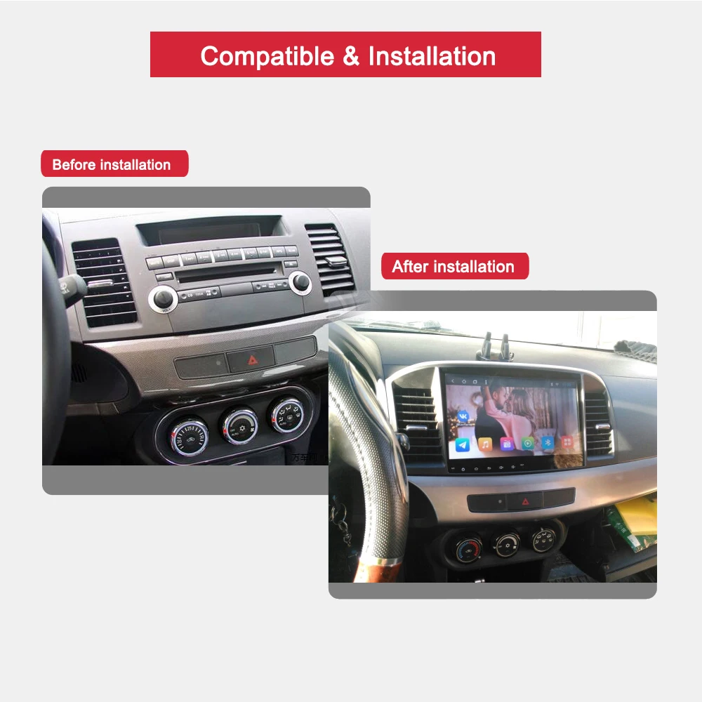 Best Bonroad Android 8.1.0 Car Radio multimedia player  For Mitsubishi Lancer 2010-2015 Radio GPS Navigation Video Audio Player 5