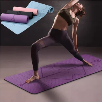 

Yoga Mat 1830*610*6mm with Position Line TPE Non Slip Carpet Mat For Beginner Environmental Fitness Gymnastics Anti-Slip Mats
