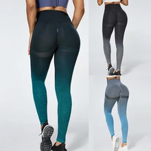 Colore sfumato Legging energetico allenamento donna Fitness Jogging Leggings da corsa calzamaglia da palestra pantaloni sportivi da Yoga elasticizzati