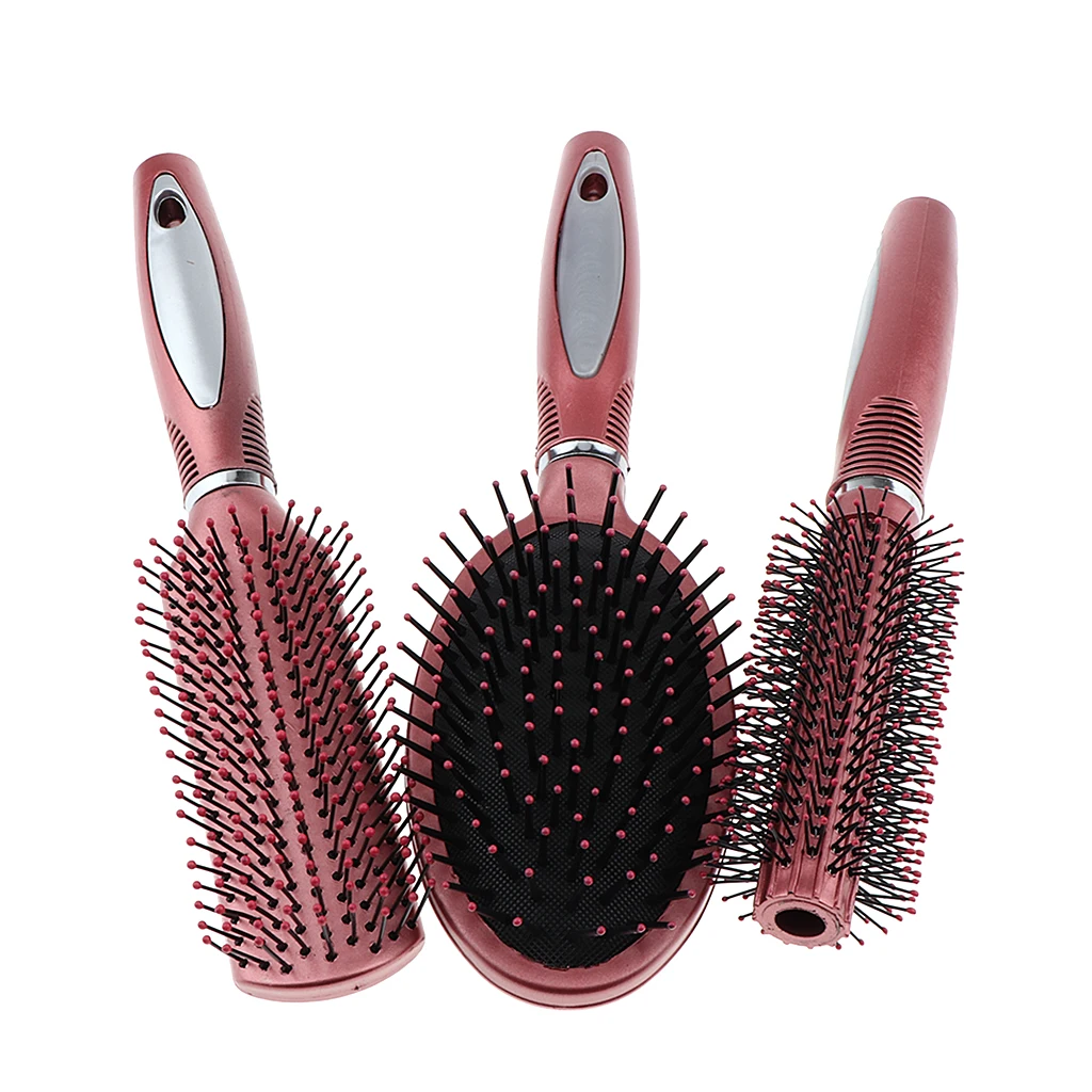 Stylish 3Pcs 3 types Dense Hairbrush Set Portable for Detangling Styling hair and Scalp Massage, Great for Extensions and Wigs