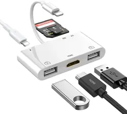 Adaptateur HDMI Hub 6 en 1 TF lecteur de carte SD USB OTG adaptateur de caméra HDMI Dongle de câble Portable pour iPhone iPad 