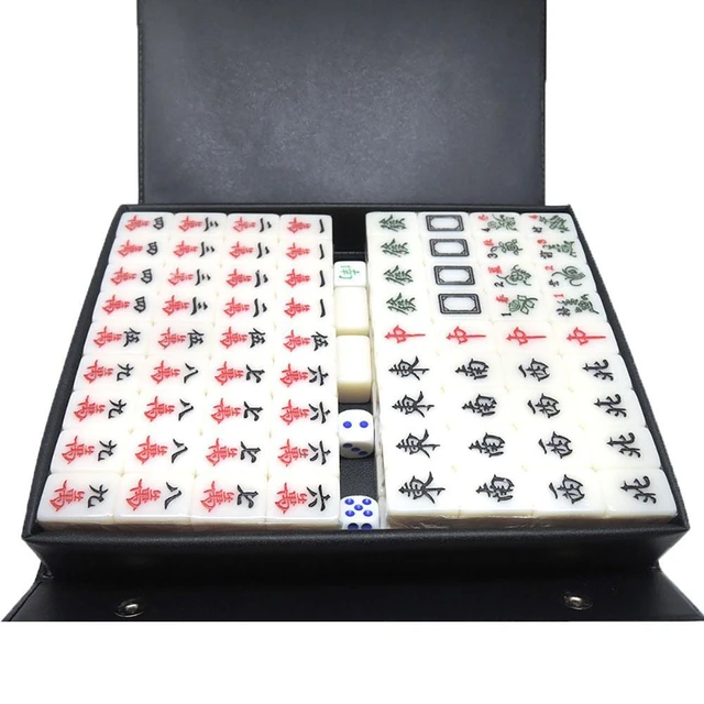 Small Chinese Mahjong Game Set Board Game Majiang with Carrying Case and 2  Blank Tiles for Entertainment family game - AliExpress