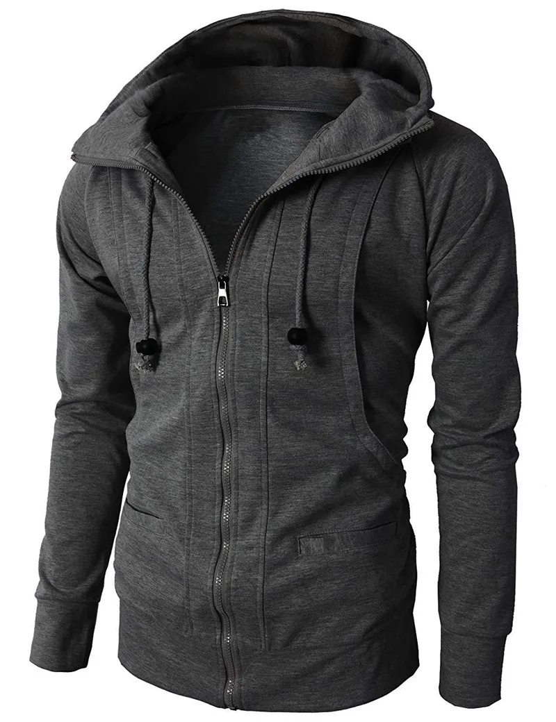Zipper Jacket Jackets Men Hooded Hoodie Black Gray Navy Sweatshirt Outerwear Long Sleeve Coats Tracksuits Man Hoody Streetwear | Мужская
