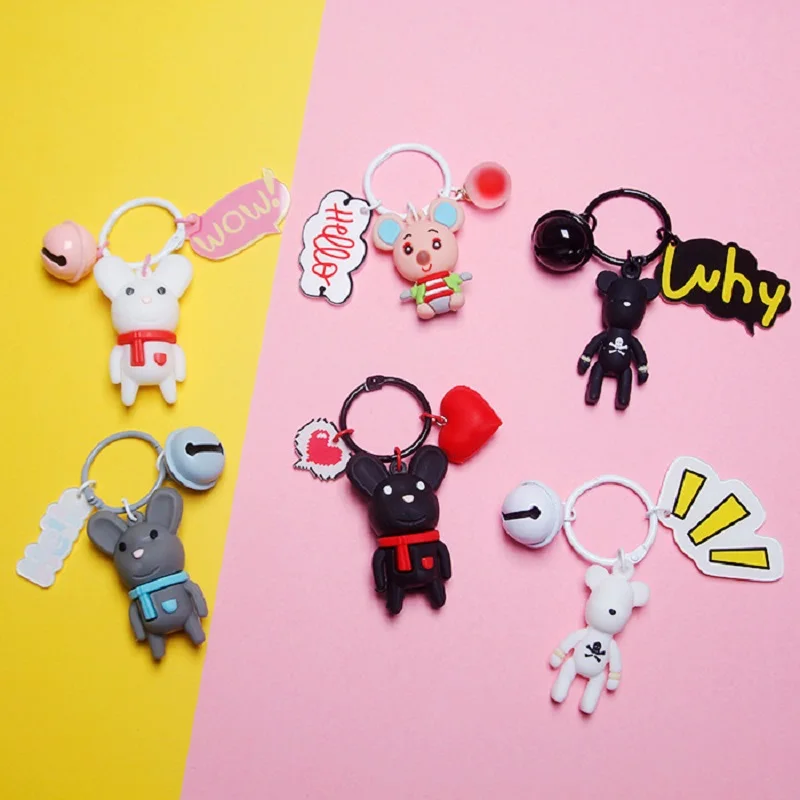 Cartoon cute pig mouse key chain in the year of AirPods hanging lovers car chains bells 2020 Fashionable pendant | Украшения и