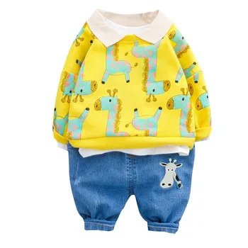 

2020 Spring Autumn 0-4 Year Old Toddler Girl Clothing Boy Clothes Print Set Two-piece Casual Sportswear Fashion Cotton Full Set