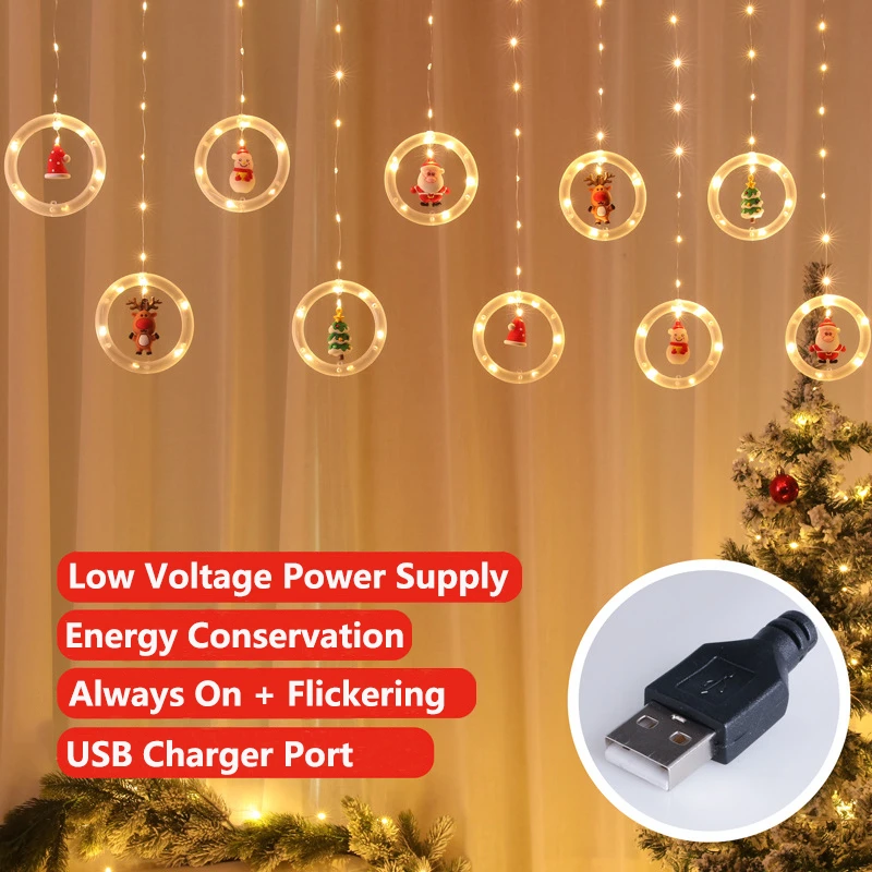 Christmas In Port Orange 2022 Christmas Decorations 2022 New Year Xmas Led Lights Decor Home Garden Room  Exterior Decorations Garland Curtain|Pendant & Drop Ornaments| - Aliexpress