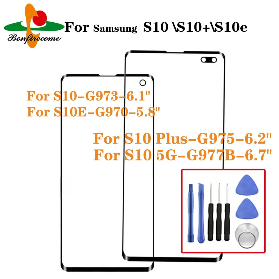 Per Samsung Galaxy S10 S10 + S10 Più S10E S10 5G Frontale Dello Schermo Di Tocco Del Pannello A Cristalli Liquidi Fuori Copertura In Vetro Lente Per G