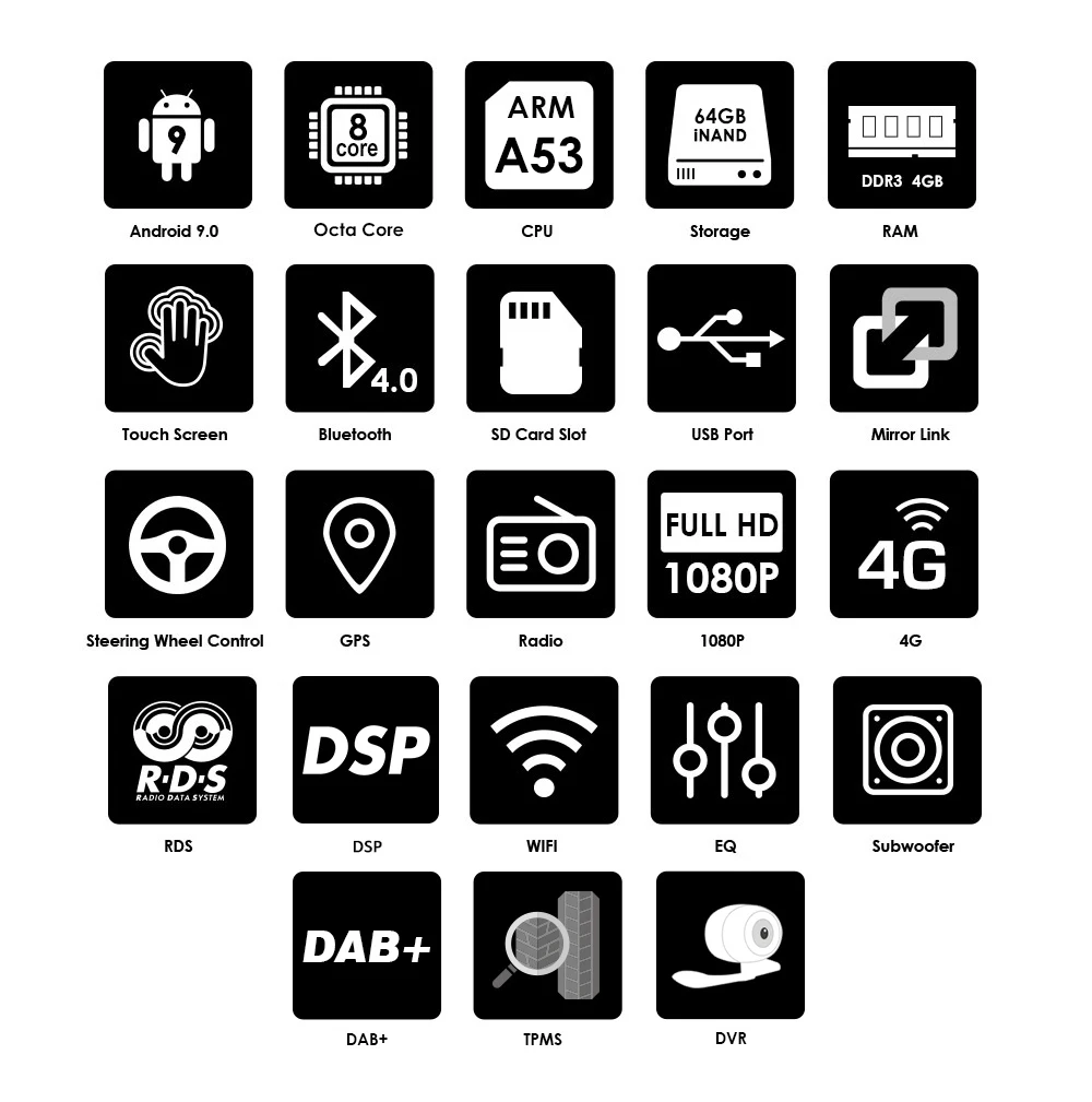 Clearance Ossuret New Android 9.0 9Inch 2Din 4G RAM 32G ROM GPS Car Radio Stereo For V W Volkswagen Capacitive screen 1024 *600 RDS BT CAM 5