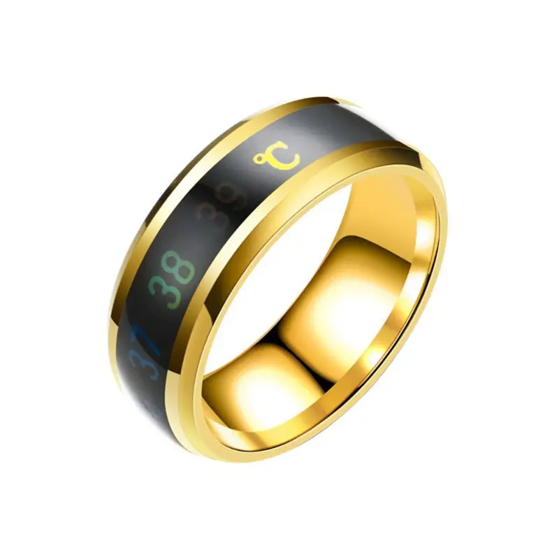 Waterproof Temperature Sense Ring Bracelet Intelligent Smart Ring Finger Wear Changing Color Temperature Ring Size 9-13 - Цвет: B